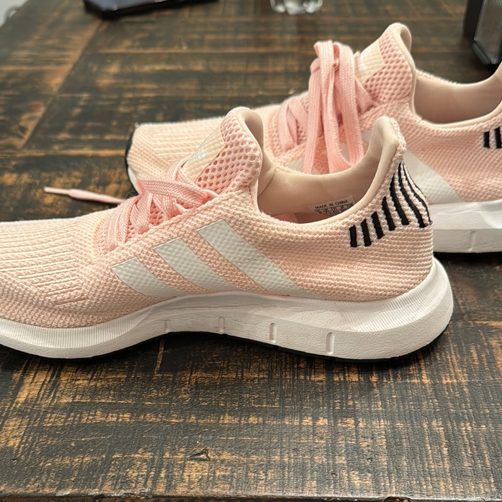 Adidas Women's Light Pink and White Sneakers